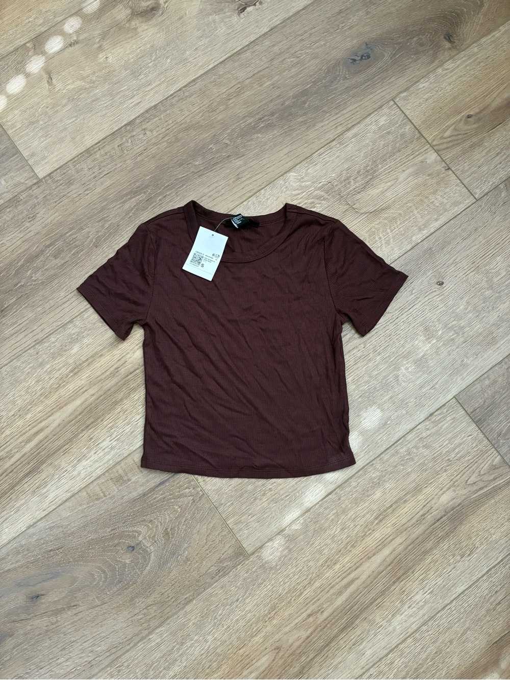 Forever21 Women's Brown Short Sleeve Crewneck Top